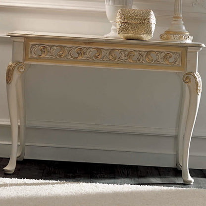 Luxurious Italian Ivory and Gold Rococo Console Table