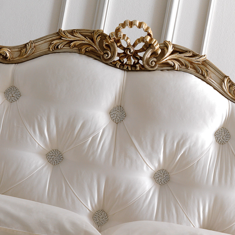 Luxurious Rococo Italian Button Upholstered Bed