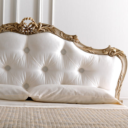 Luxurious Rococo Italian Button Upholstered Bed