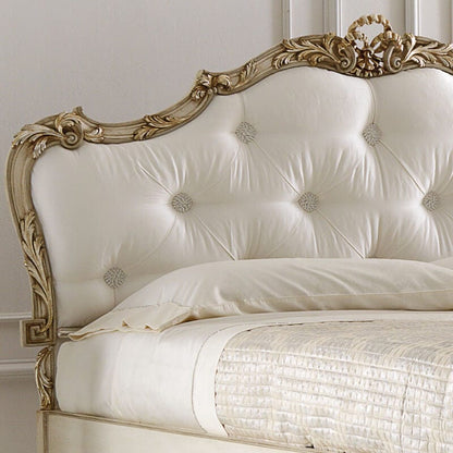 Luxurious Rococo Italian Button Upholstered Bed