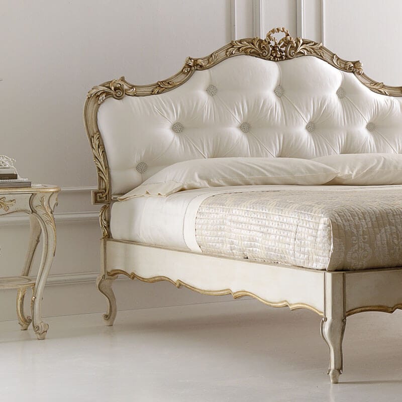 Luxurious Rococo Italian Button Upholstered Bed