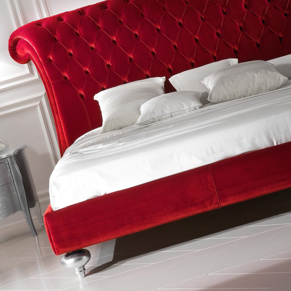 Luxurious Velvet Button Upholstered Italian Designer Bed