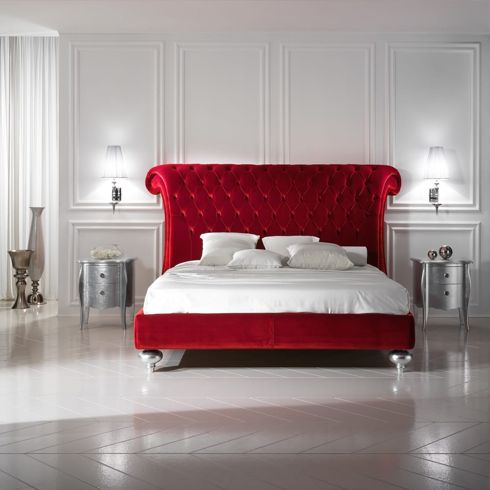 Luxurious Velvet Button Upholstered Italian Designer Bed