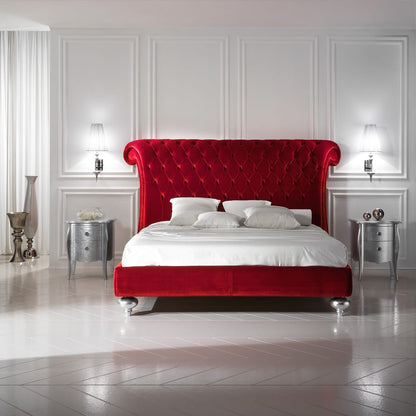 Luxurious Velvet Button Upholstered Italian Designer Bed