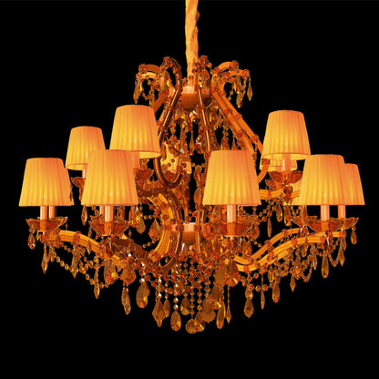 Luxury 15 Arm Amber Glass Chandelier