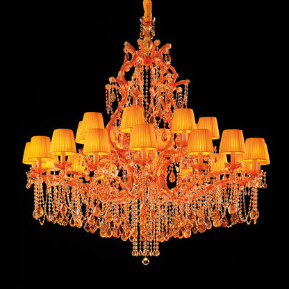 Luxury 24 Arm Amber Glass Chandelier