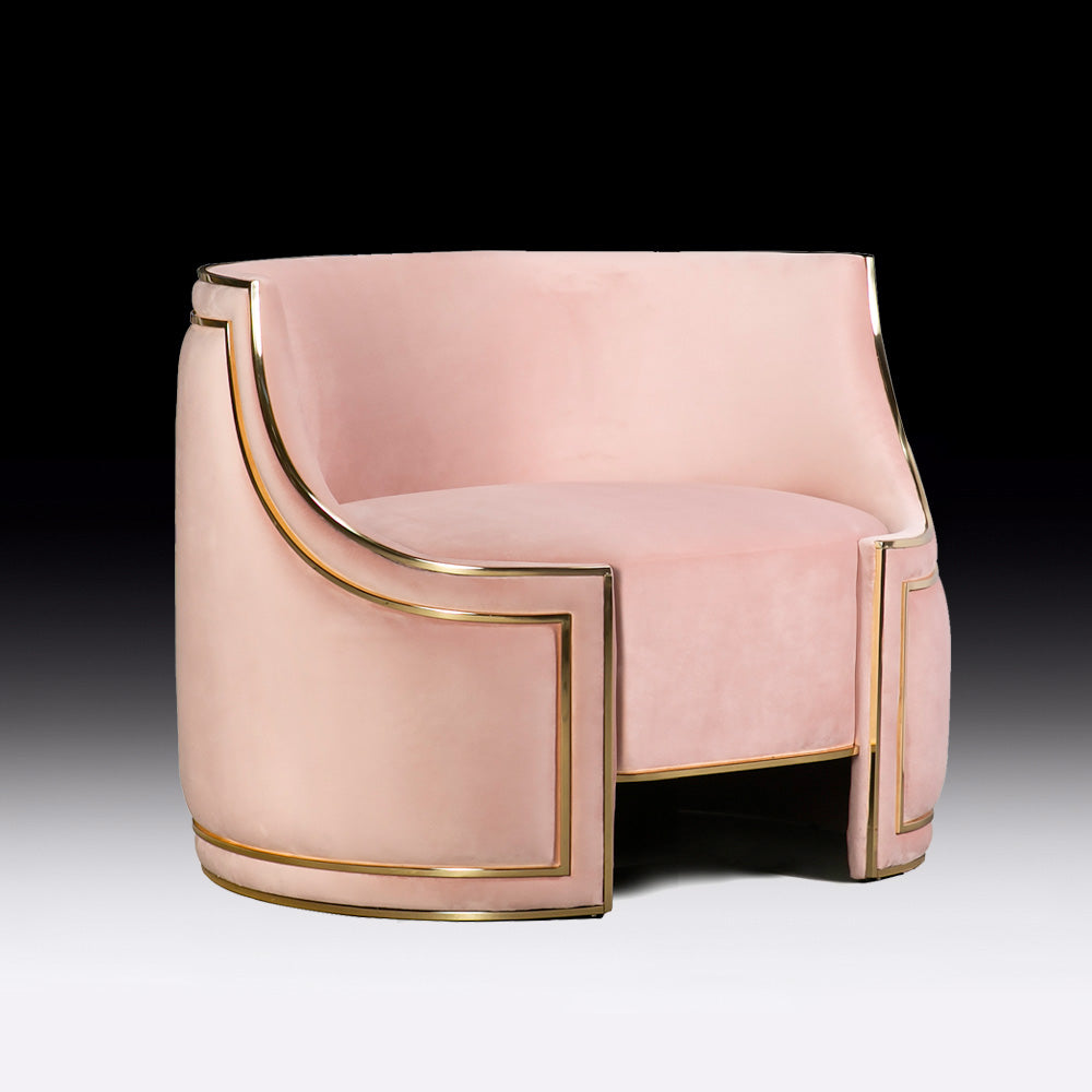 Luxury Art Deco Inspired Designer Velvet And Brass Armchair