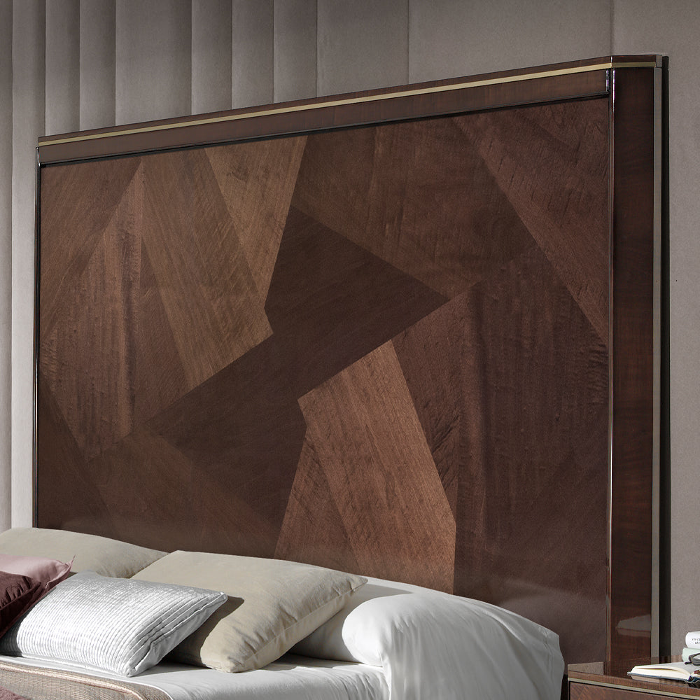 Luxury Bed With Tall Brown Maple Headboard