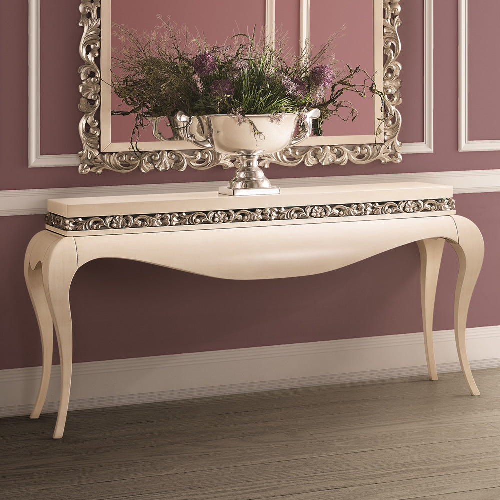 Luxury Cream And Silver Console Table