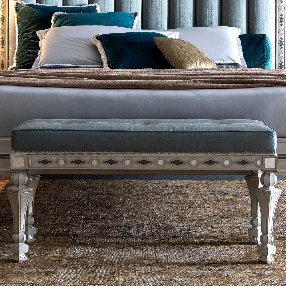 Luxury Designer Button Upholstered Italian Bench