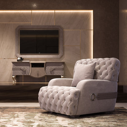 Luxury Designer Italian Button Upholstered Armchair