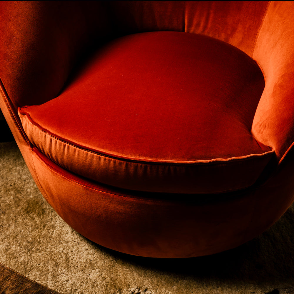 Luxury Designer Velvet Swivel Armchair