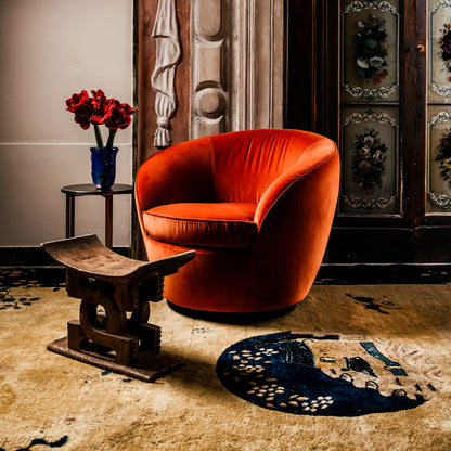 Luxury Designer Velvet Swivel Armchair