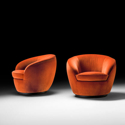 Luxury Designer Velvet Swivel Armchair