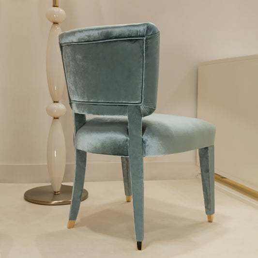 Luxury Duck Egg Blue Velvet Dining Chair