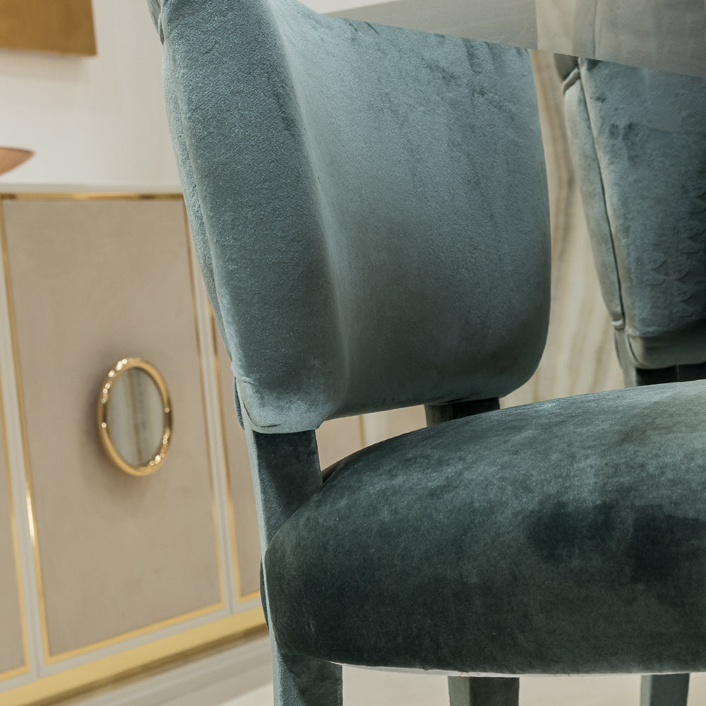 Luxury Duck Egg Blue Velvet Dining Chair