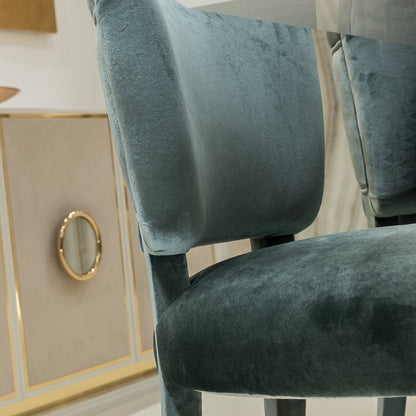 Luxury Duck Egg Blue Velvet Dining Chair