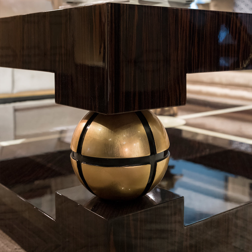 Luxury Ebony And Gold Square Coffee Table