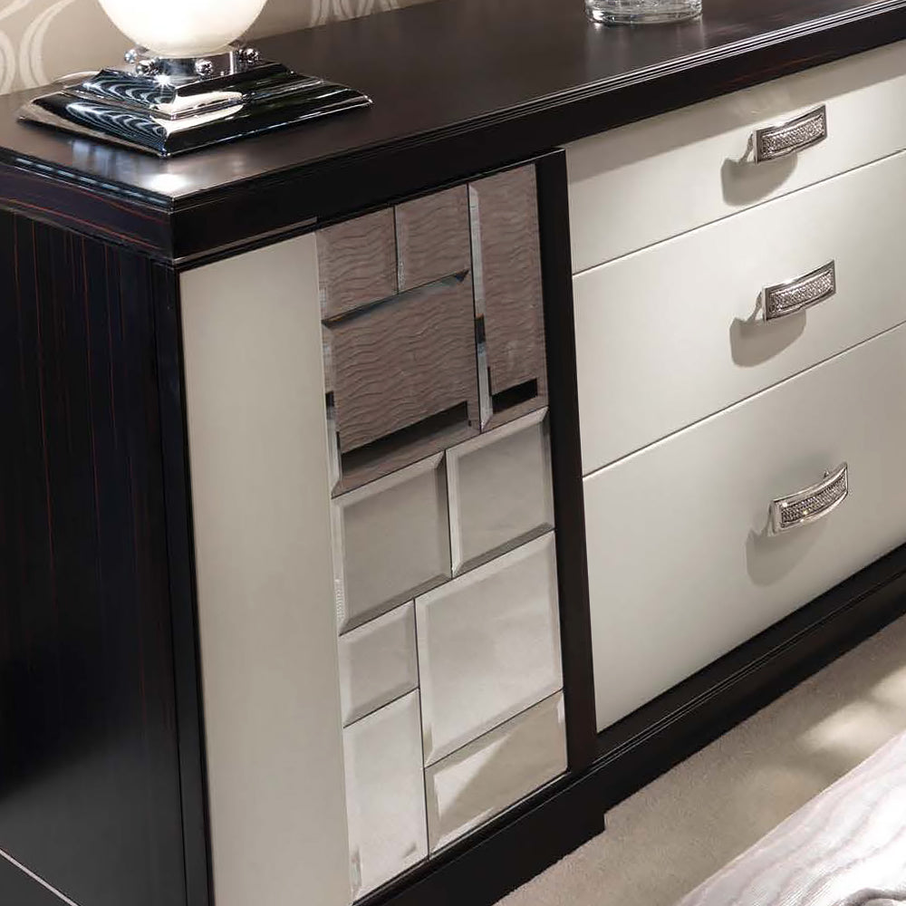 Luxury Ebony And White Leather Sideboard