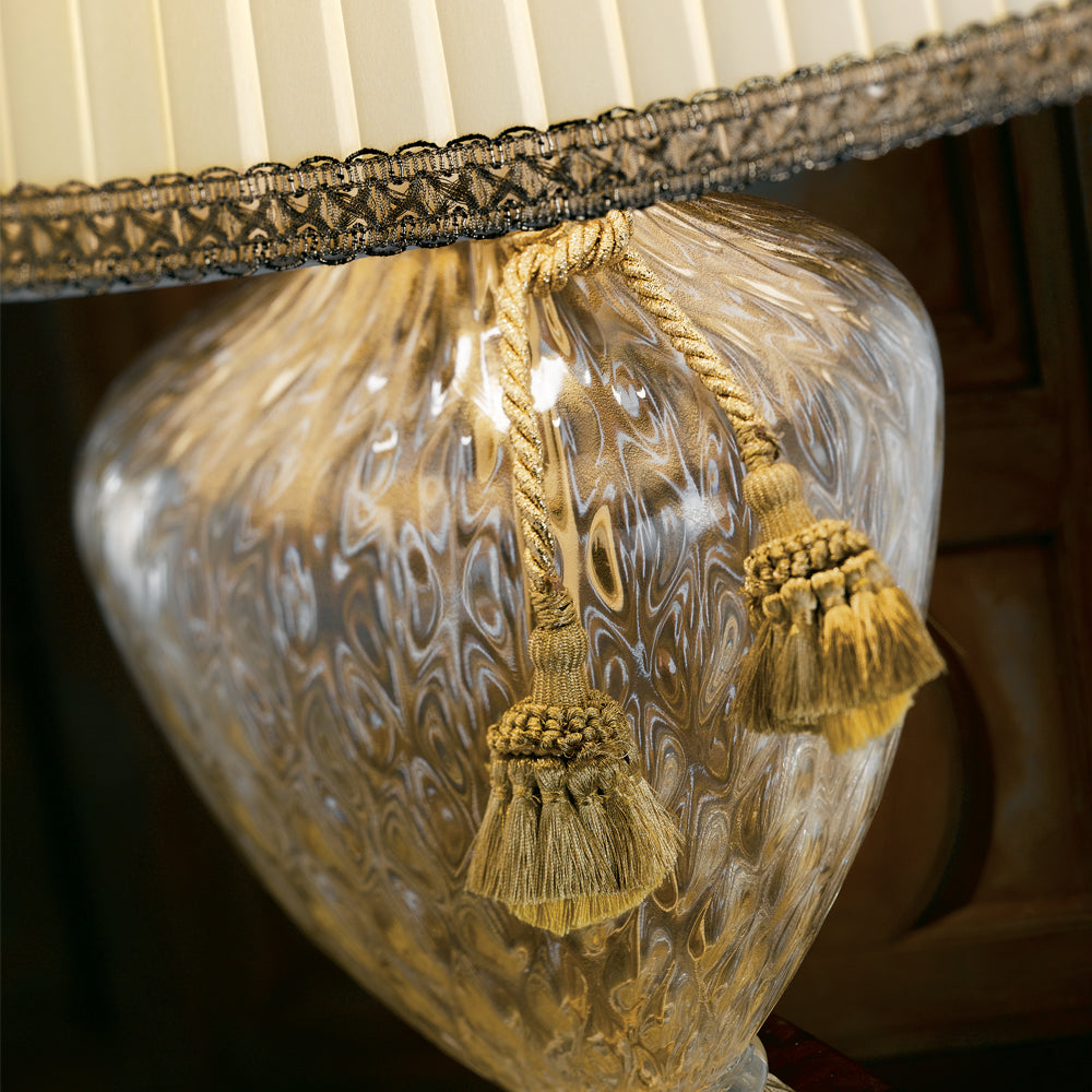 Luxury Engraved Hand Blown Murano Glass Table Lamp