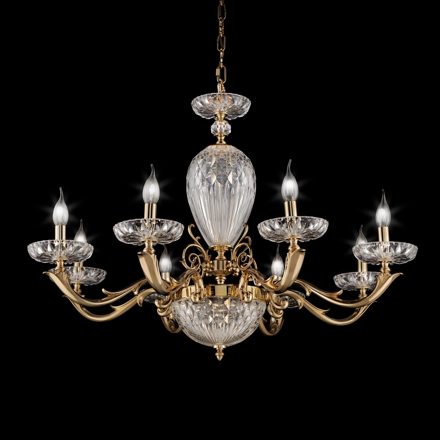 Luxury Faceted Blown Glass Chandelier