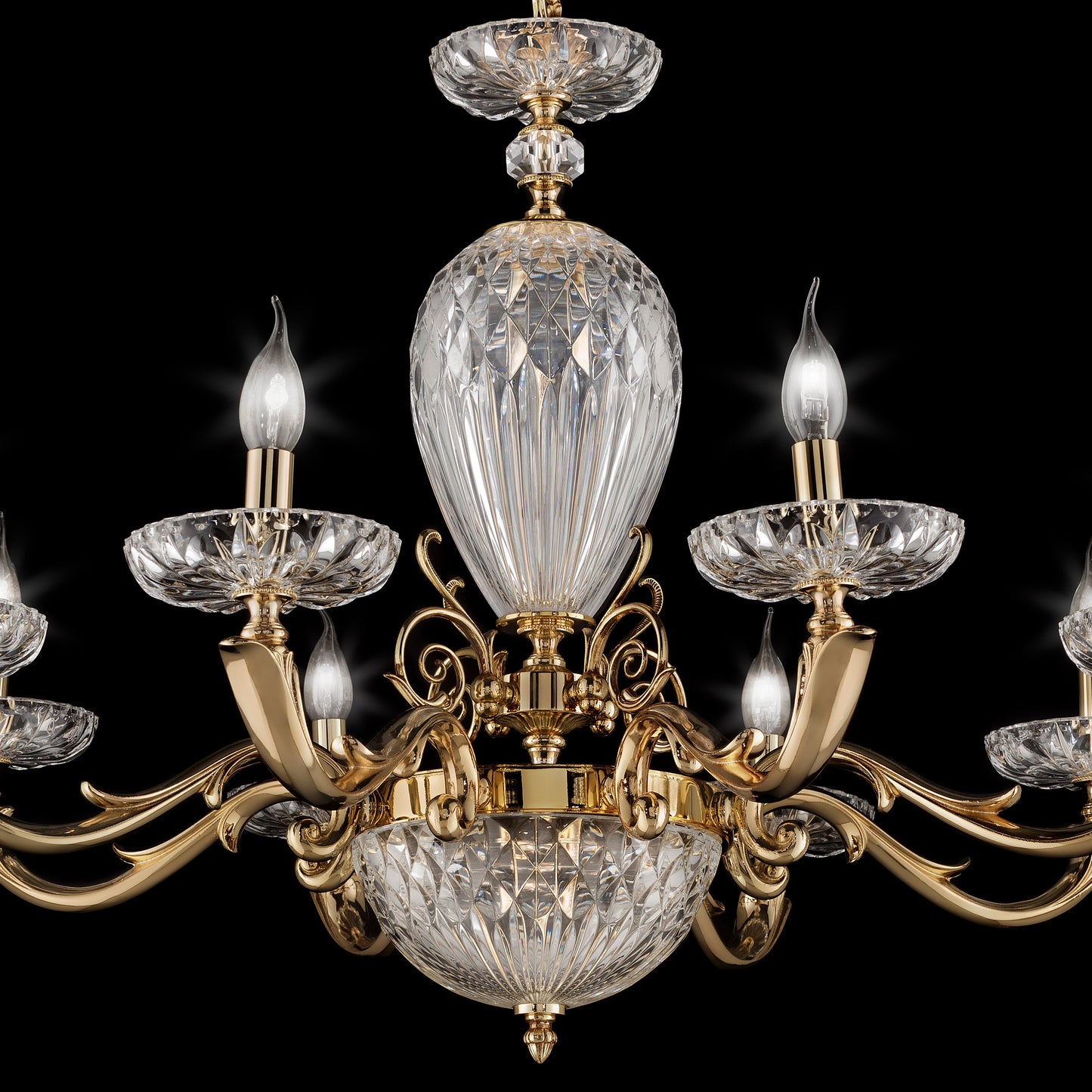 Luxury Faceted Blown Glass Chandelier