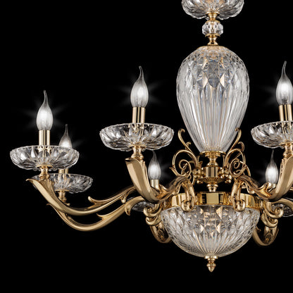 Luxury Faceted Blown Glass Chandelier