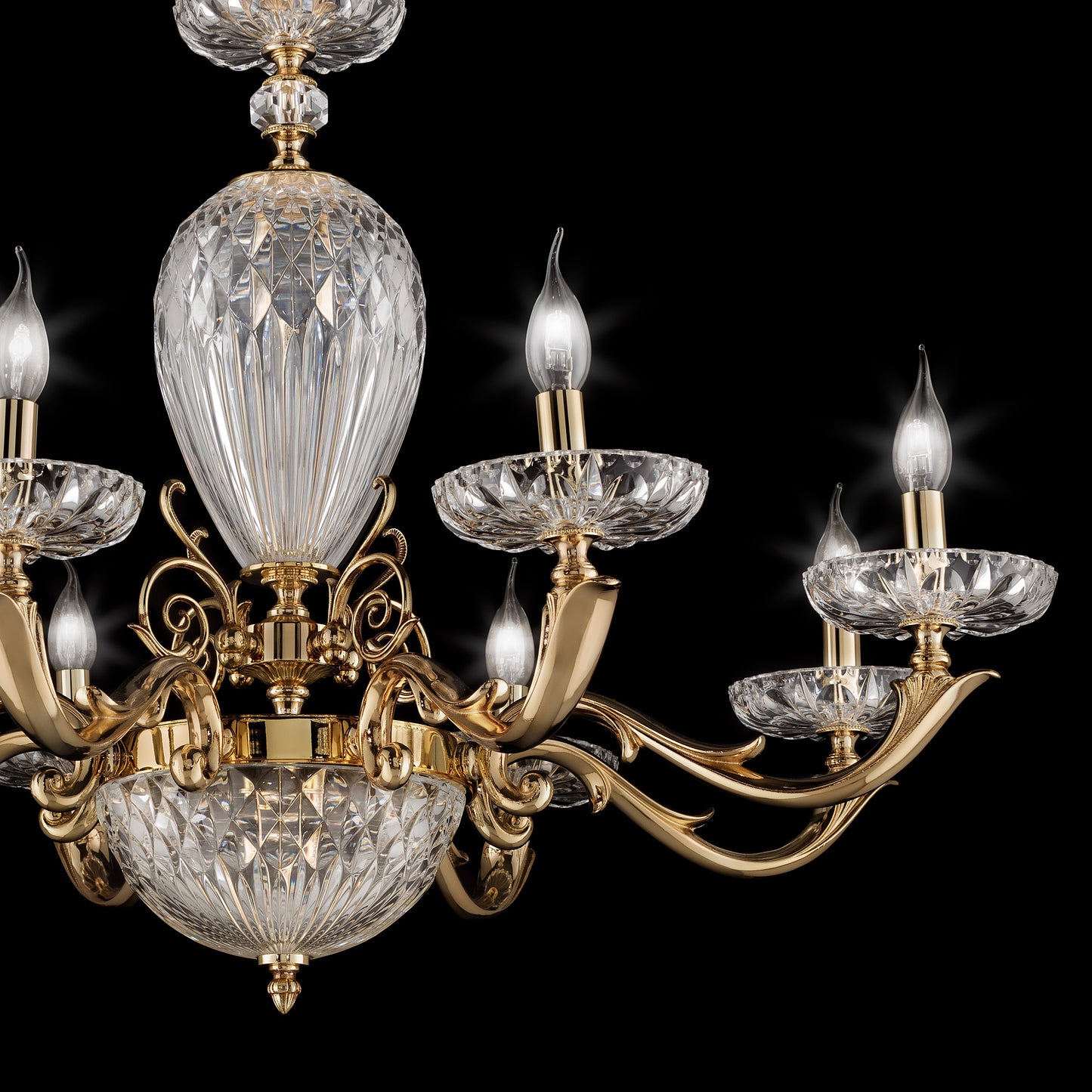 Luxury Faceted Blown Glass Chandelier