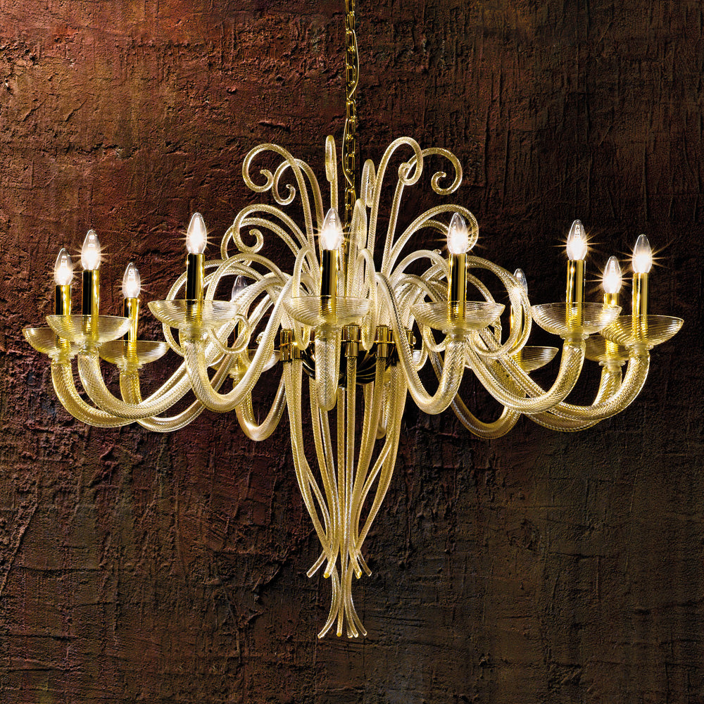 Luxury Gold Leaf Murano Glass Chandelier