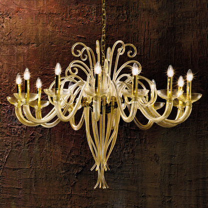 Luxury Gold Leaf Murano Glass Chandelier