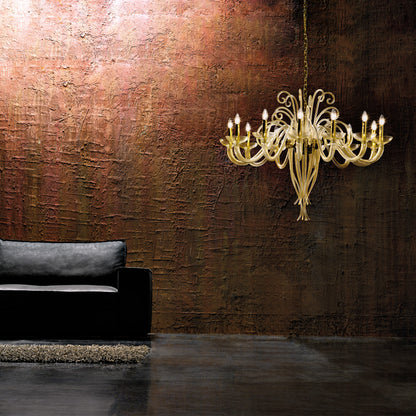 Luxury Gold Leaf Murano Glass Chandelier