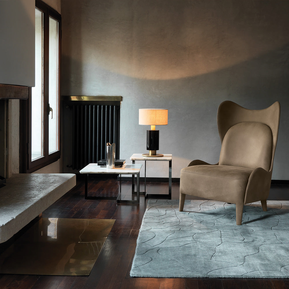 Luxury Italian Burnished Brass And Ebony Veneer Table Lamp