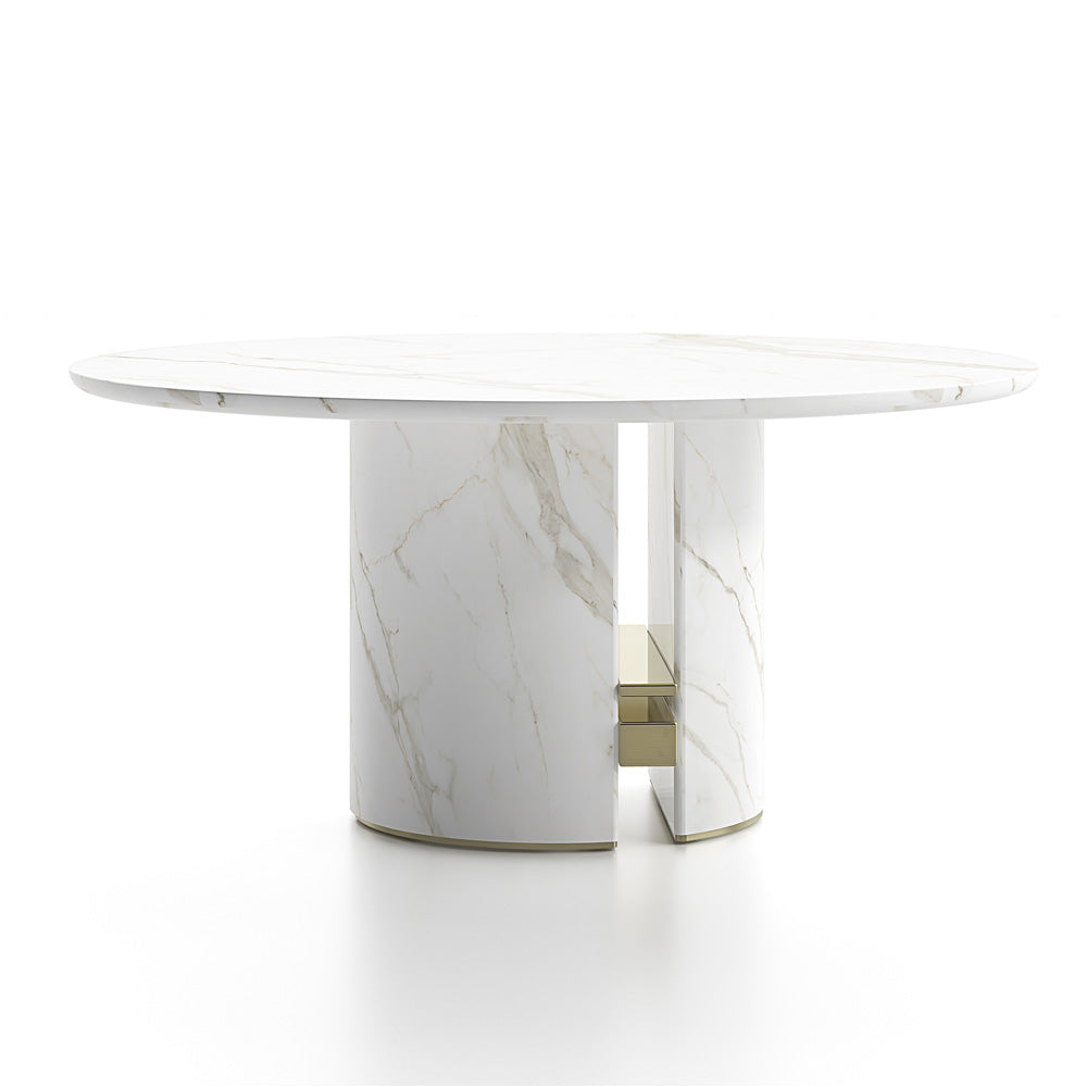 Contemporary Round Marble Dining Table Set