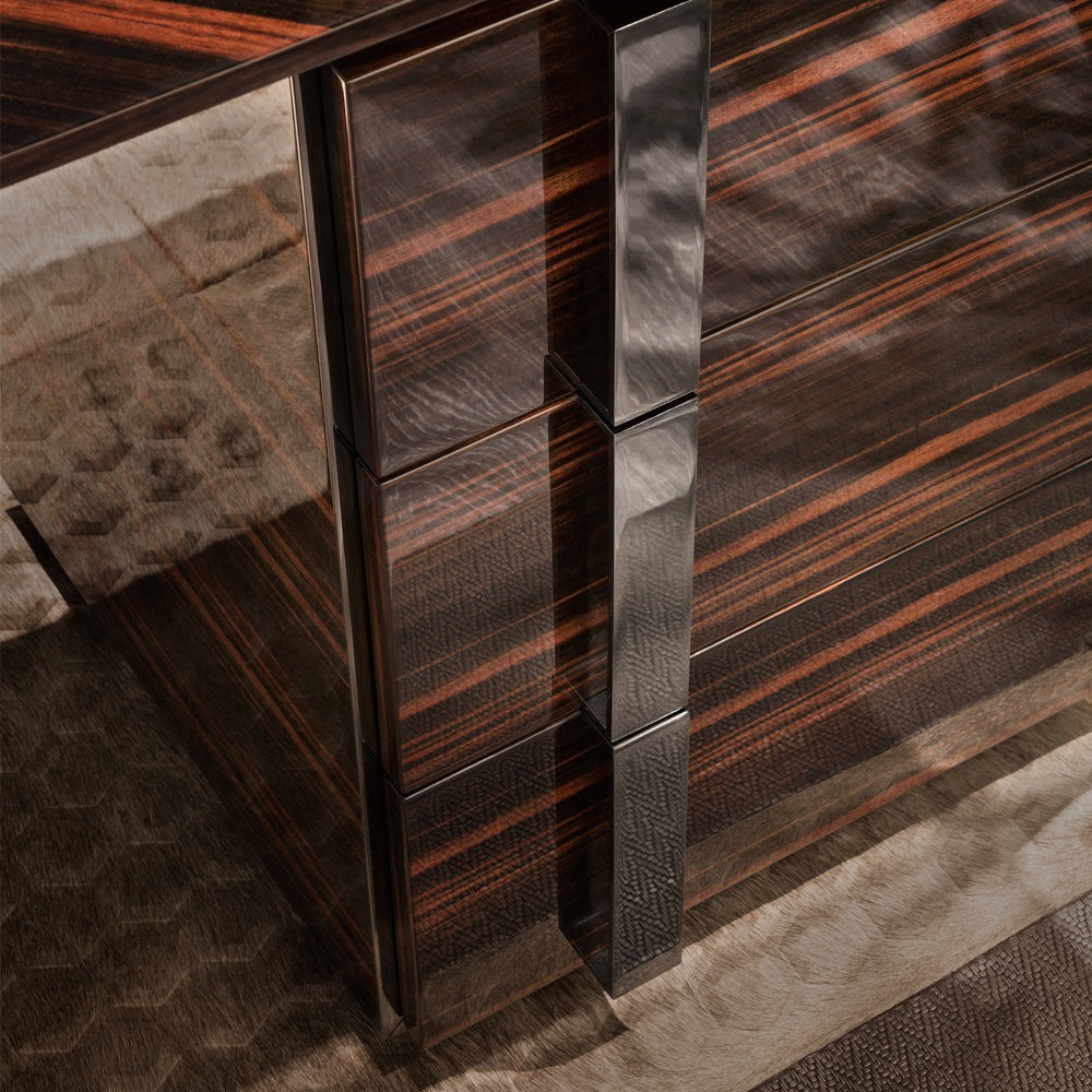 Luxury Italian Ebony And Marble Executive Desk