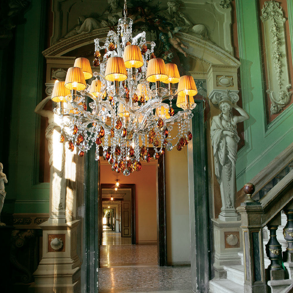 Luxury Italian Gold Amber Crystal Chandelier