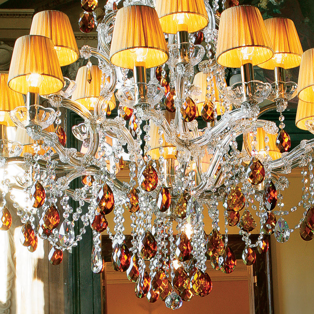 Luxury Italian Gold Amber Crystal Chandelier