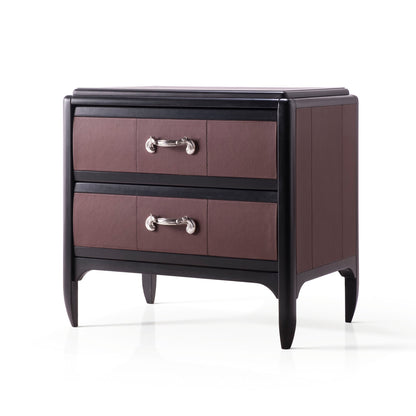 Luxury Leather Horse Handle Bedside Cabinet