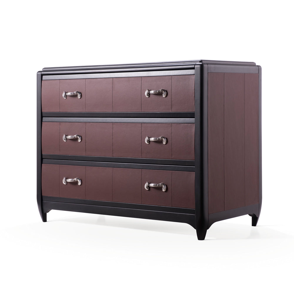 Luxury Leather Horse Handle Chest Of Drawers