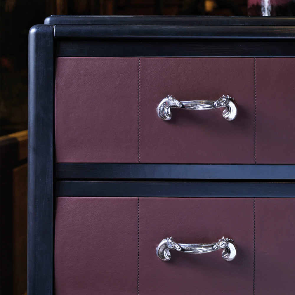 Luxury Leather Horse Handle Chest Of Drawers