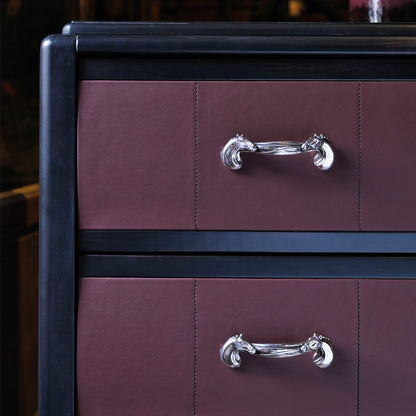 Luxury Leather Horse Handle Chest Of Drawers