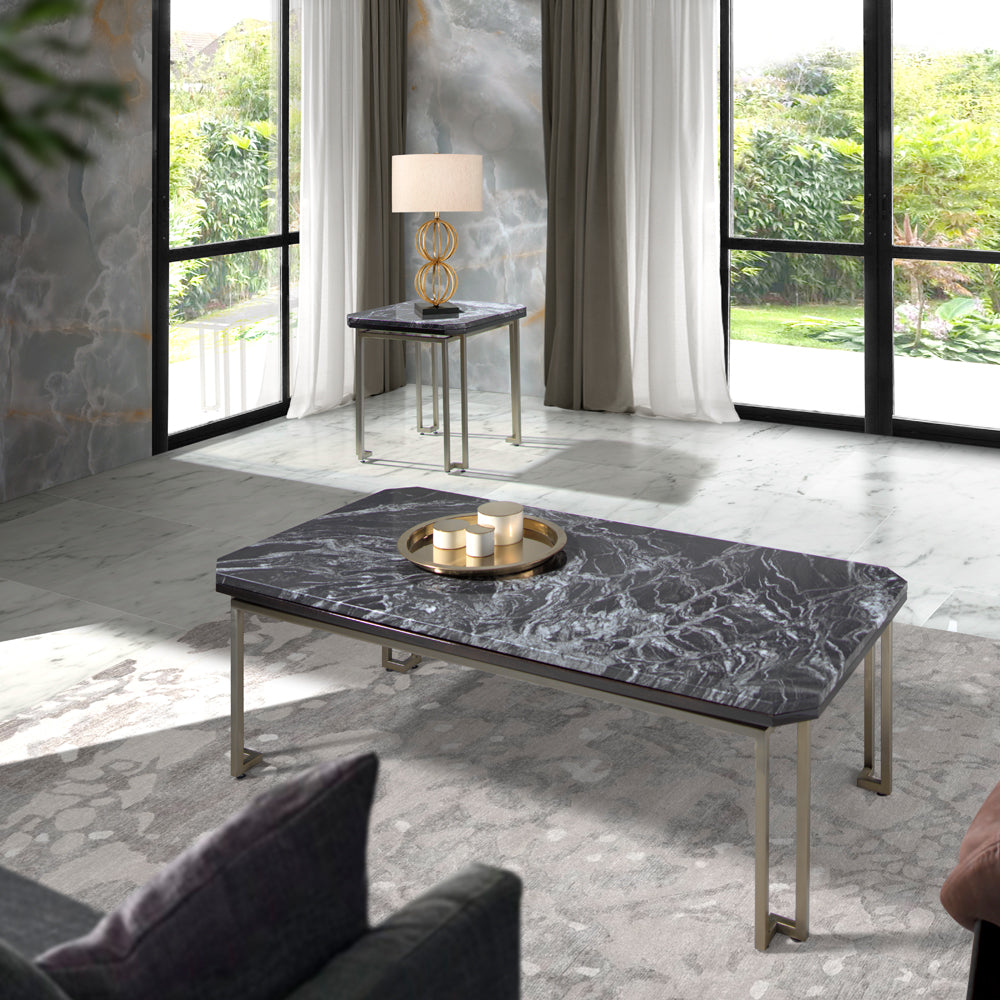 Luxury Black Marble Top End Table