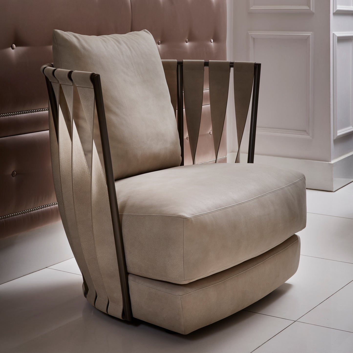 Luxury Modern Leather Twist Armchair