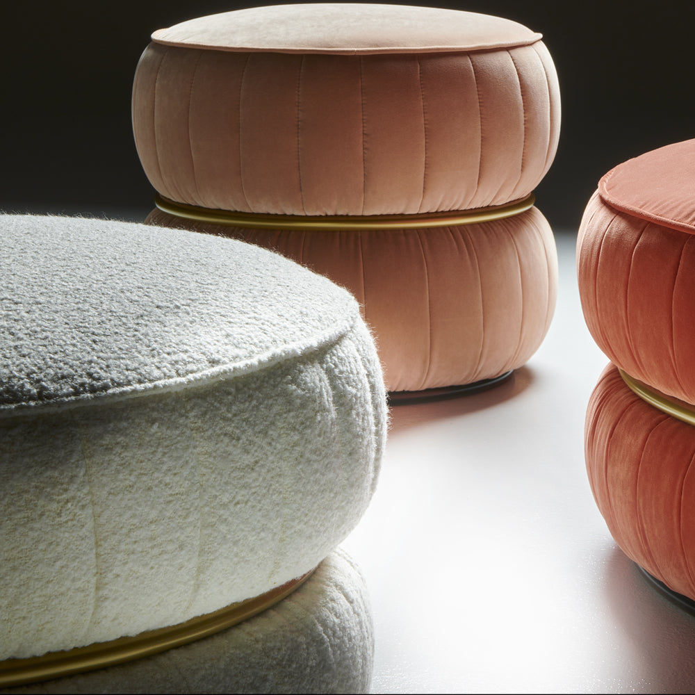 Luxury Modern Round Upholstered Pouffe