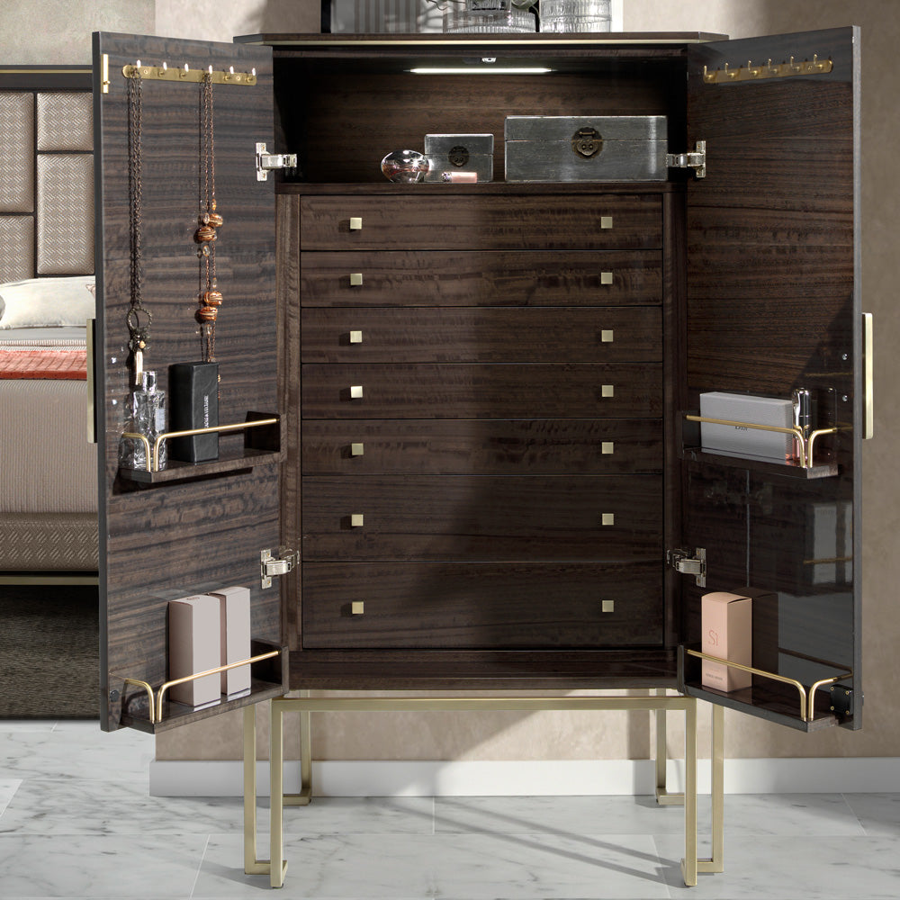 Luxury Olive Veneer Jewellery Armoire