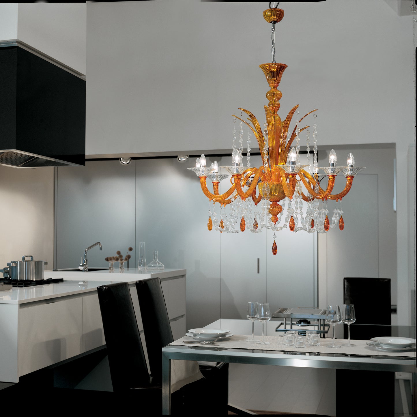 Sluxury Orange Crystal Drop Chandelier