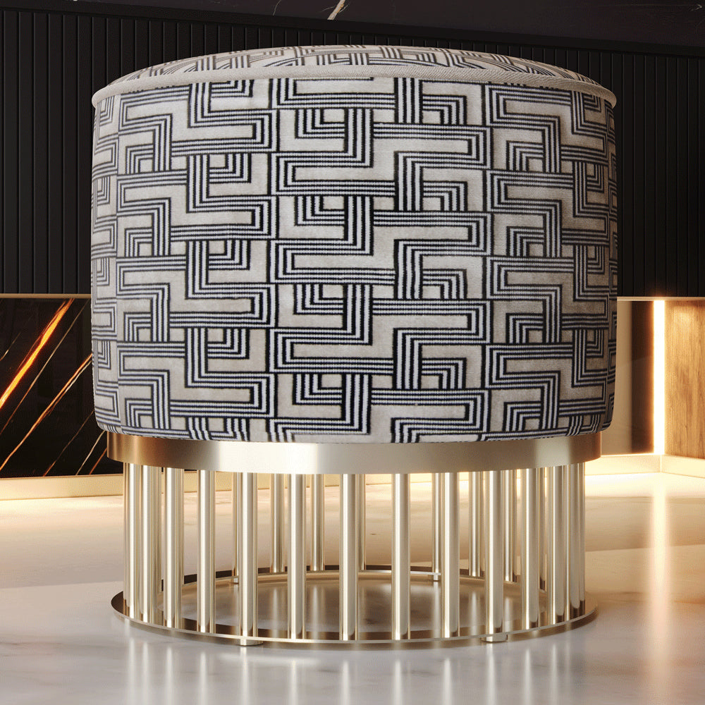 Luxury Pouffe With Brass Base