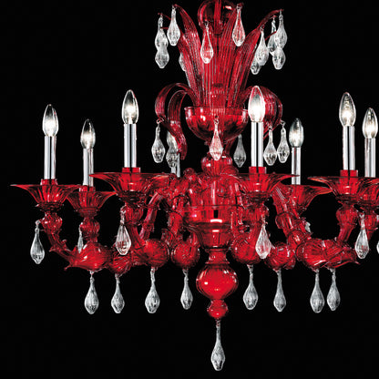 Opulent Red Crystal Drop Chandelier