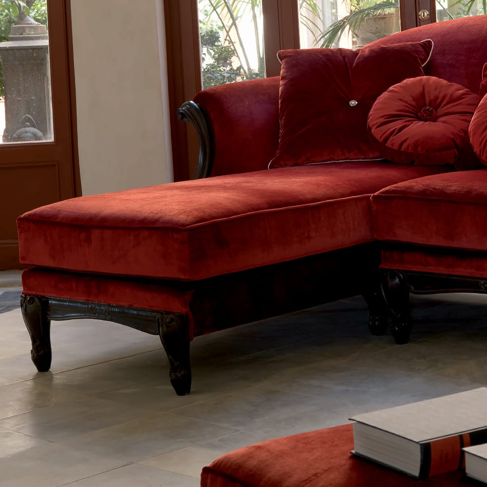 Luxury Red Velvet Italian Designer Sectional Sofa