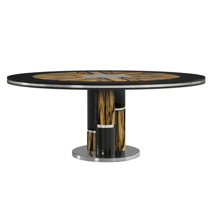 Luxury Round Ebony Veneer Dining Table