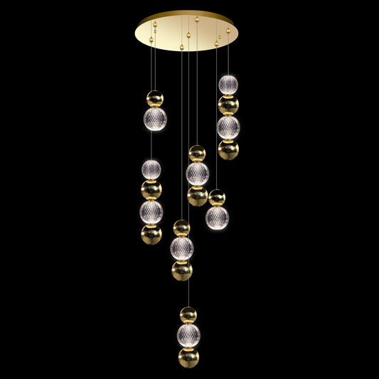 Luxury Round Gold Crystal Led Pendant Light